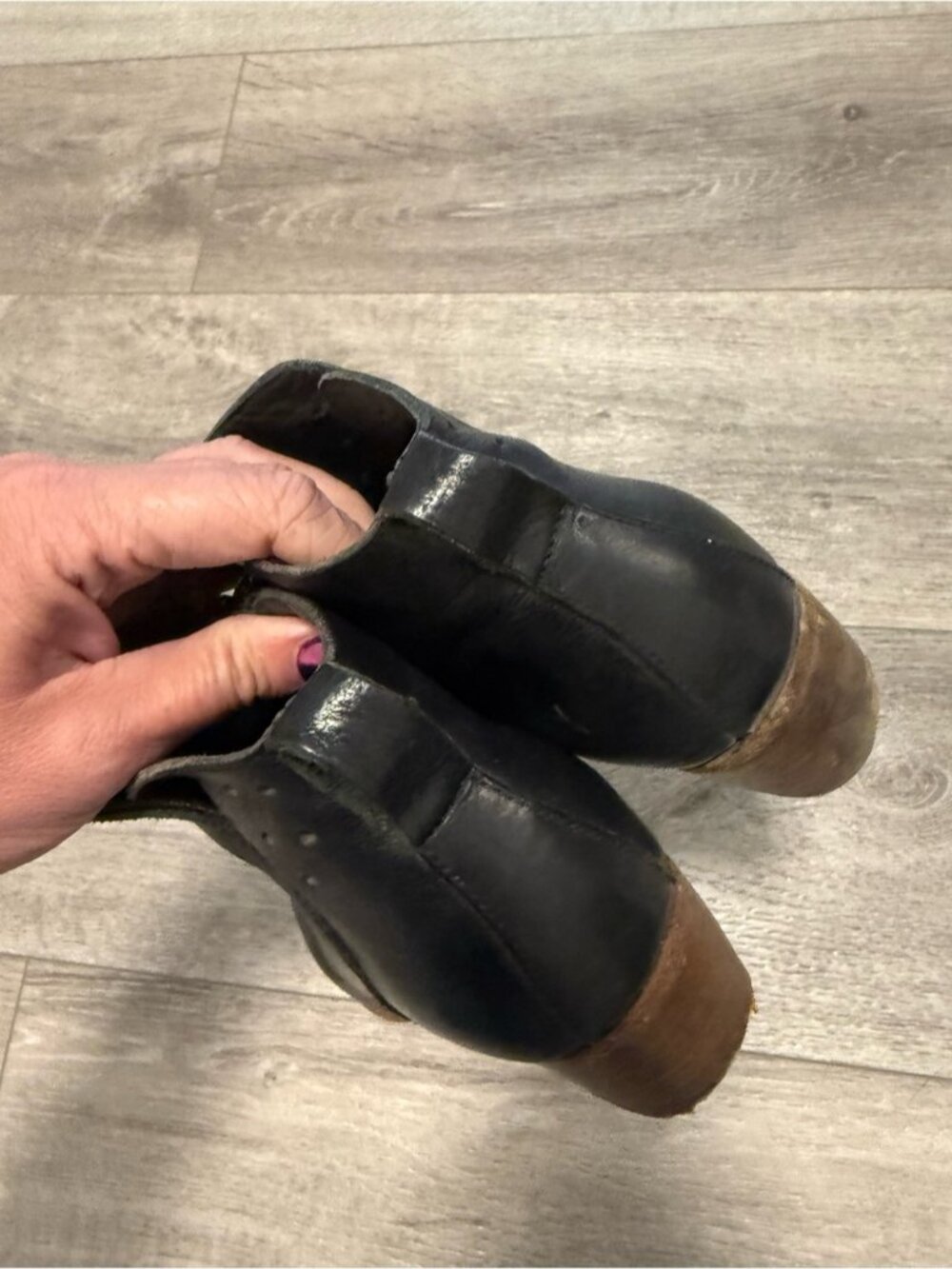 MOMA BLACK Ankle Leather Boots heeled booties size 36.5 made in Italy - Picture 6 of 13